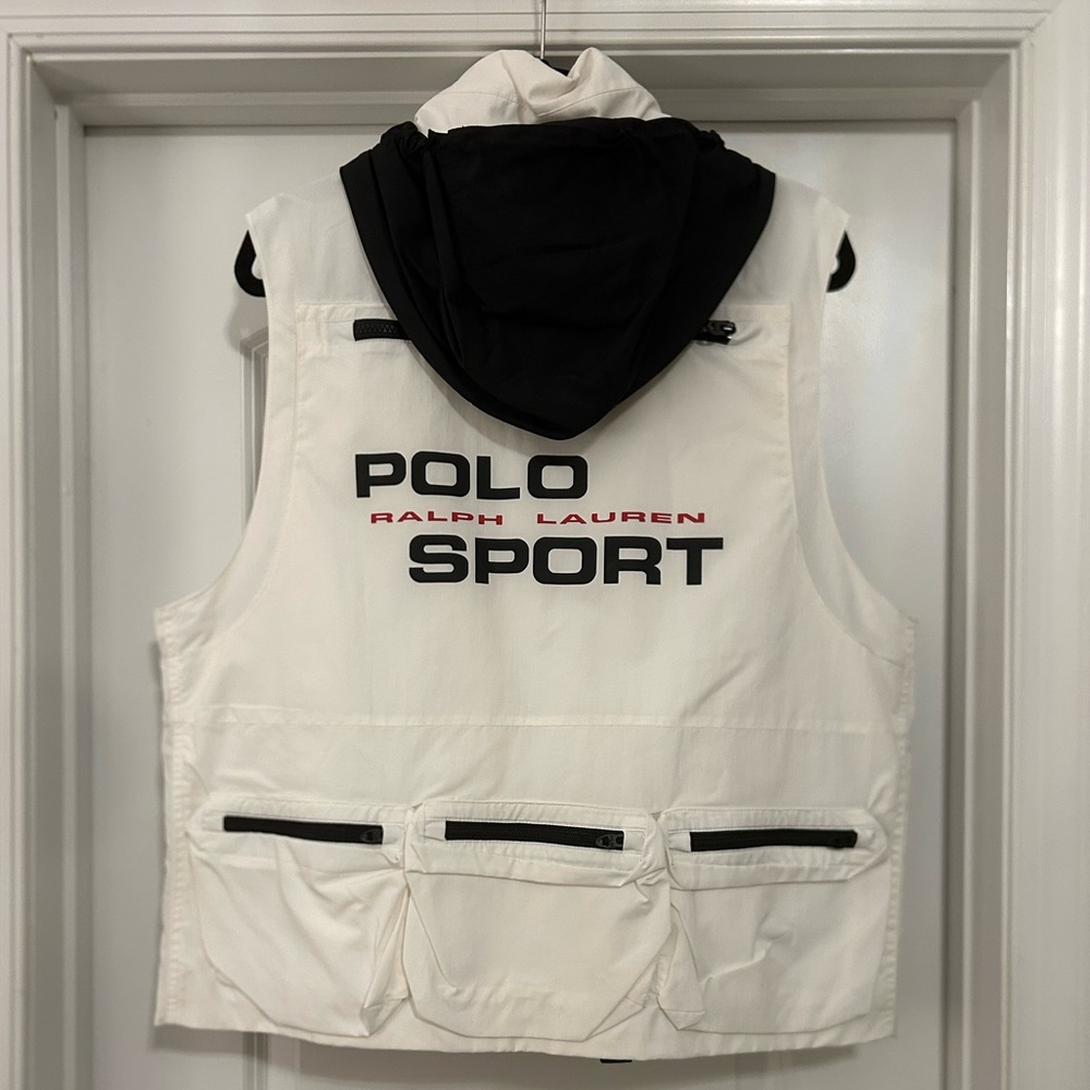 Ralph Lauren Polo Sport Utility Vest Multi-Pocket White Black L Gilet Tech
